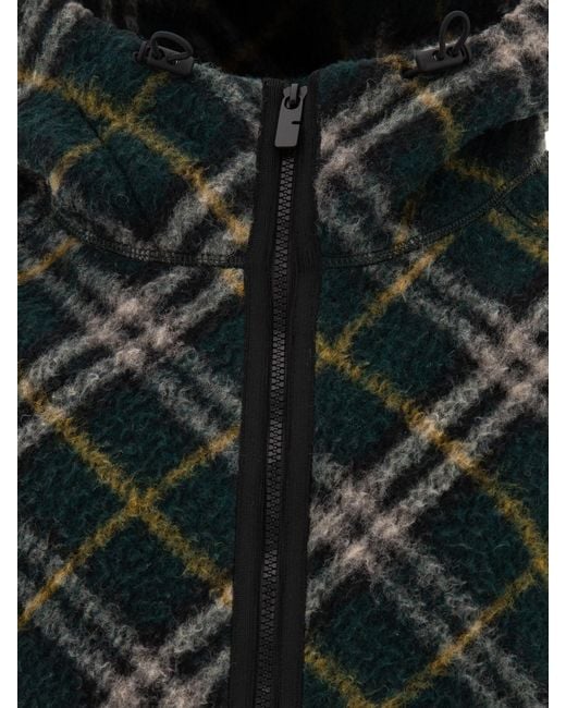 Burberry Black Checked Hooded Zip-Up Jacket for men