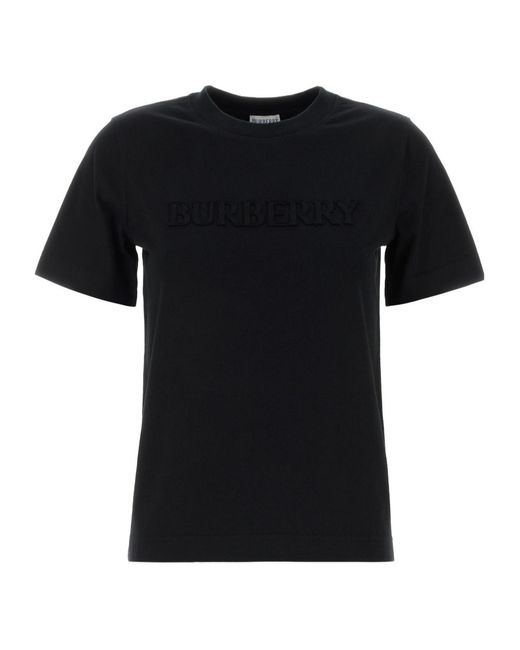 Burberry Black Logo Embroidered Crewneck T-Shirt
