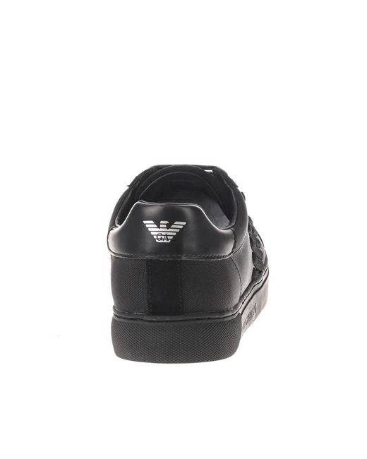 Emporio Armani Black Tie Low Upper Board Shoes for men
