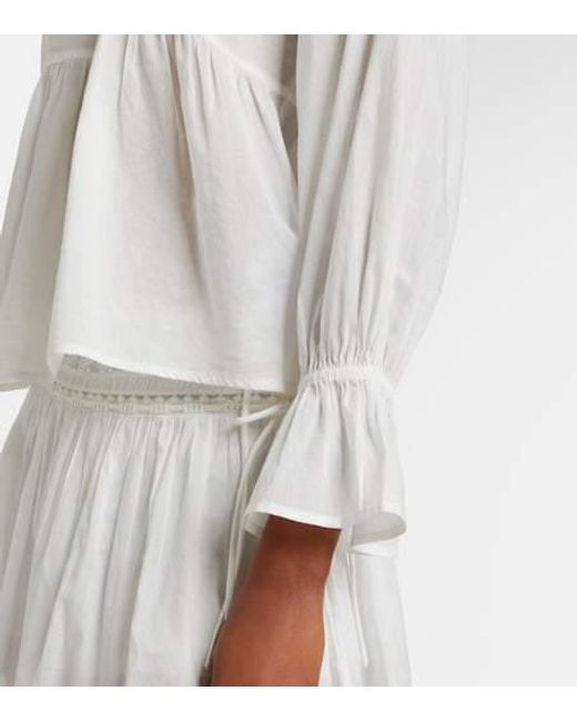 Posse White Lace-Trimmed Cotton Blouse
