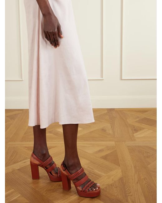 Zimmermann Red Alchemy Leather Platform Sandals