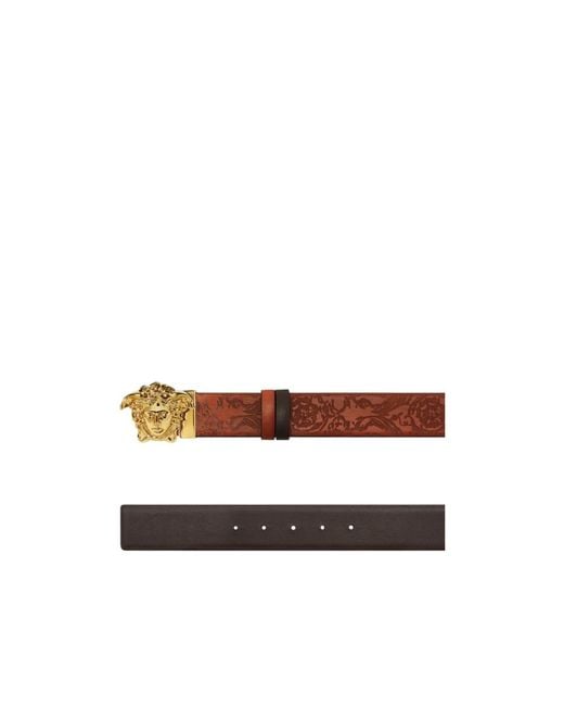 Versace Brown La Medusa Reversible Belt for men