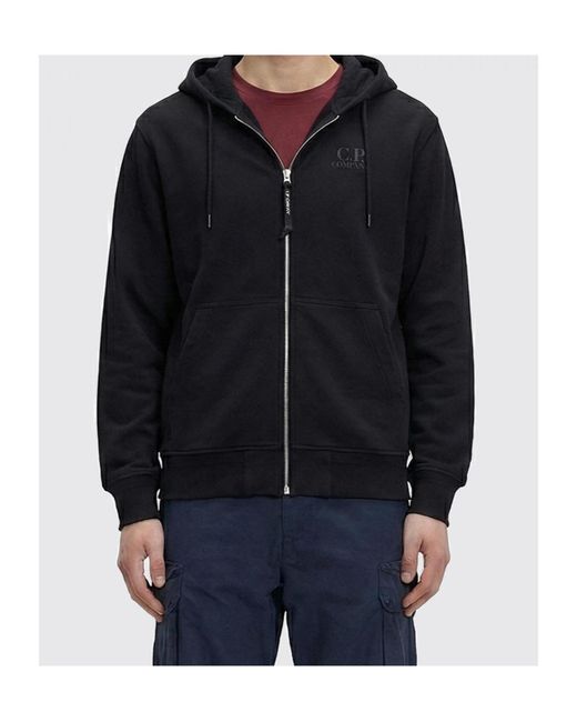 C P Company Blue Logo Zip-Up Hoodie for men
