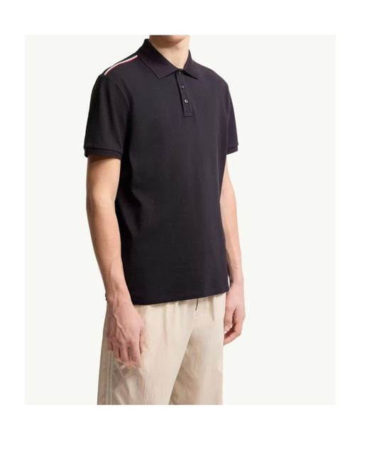 Moncler Black Logo Patch Short-Sleeved Polo Shirt for men