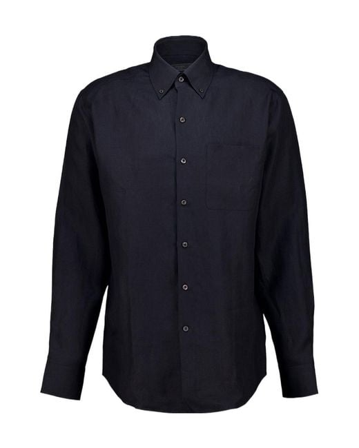 Prada Blue Loose Fit Long-Sleeved Shirt for men
