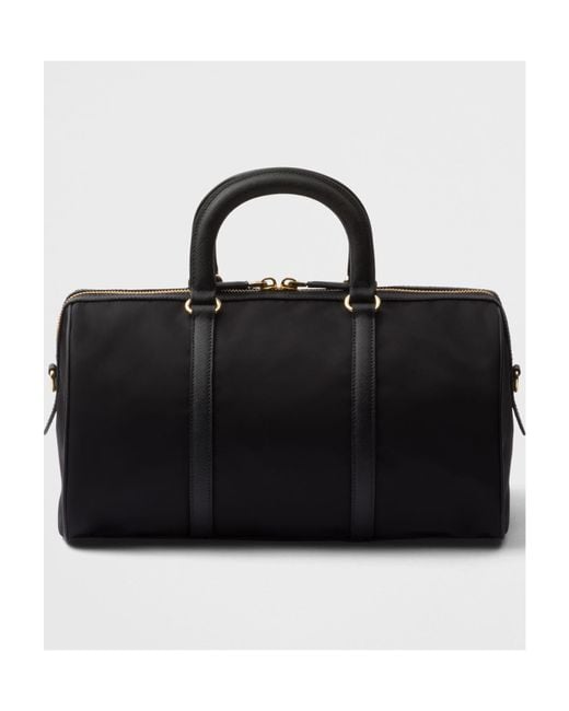 Prada Black Re-Edition 1978 Medium Re-Nylon And Saffiano Leather Top-Handle Bag