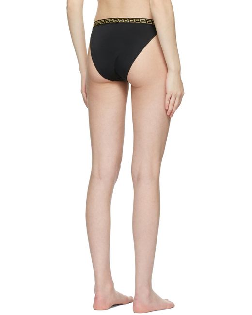 Versace Black Greca Trim Bikini Bottoms