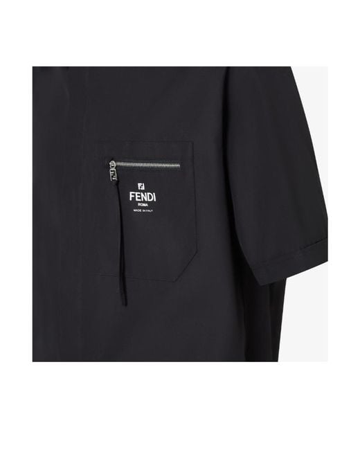 Fendi Black Logo Printed Short Sleeved Shirt for men