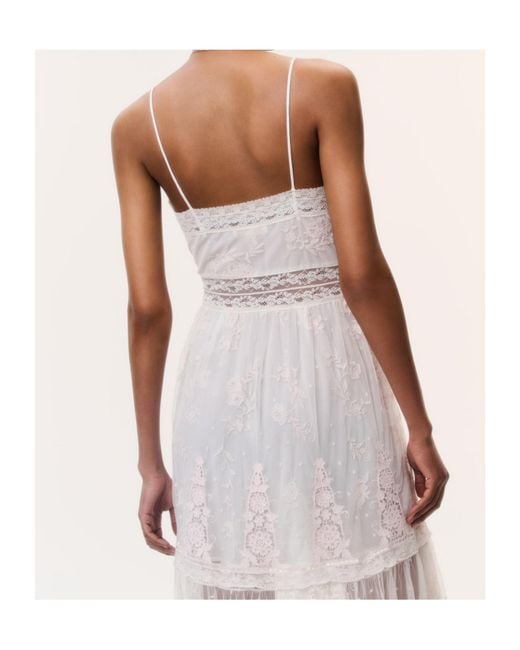 LoveShackFancy White Valmy Embroidered Tulle Dress