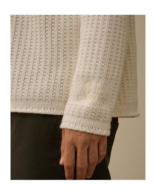 C P Company Natural Textured Crewneck Knitted Jumper for men