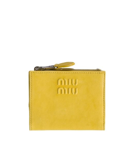 Miu Miu Yellow Small Leather Wallet
