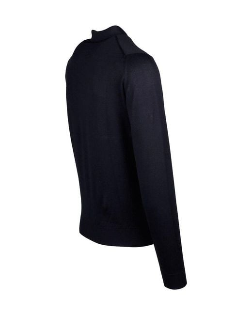 John Smedley Black Bradwell Long-Sleeve Polo Shirt for men