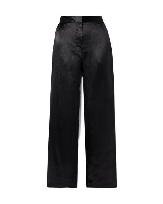 Ulla Johnson Black Ollie Satin Straight-Leg Pants