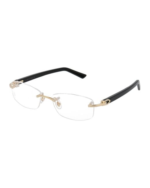 Cartier Natural Rimless Rectangular Frame Glasses for men
