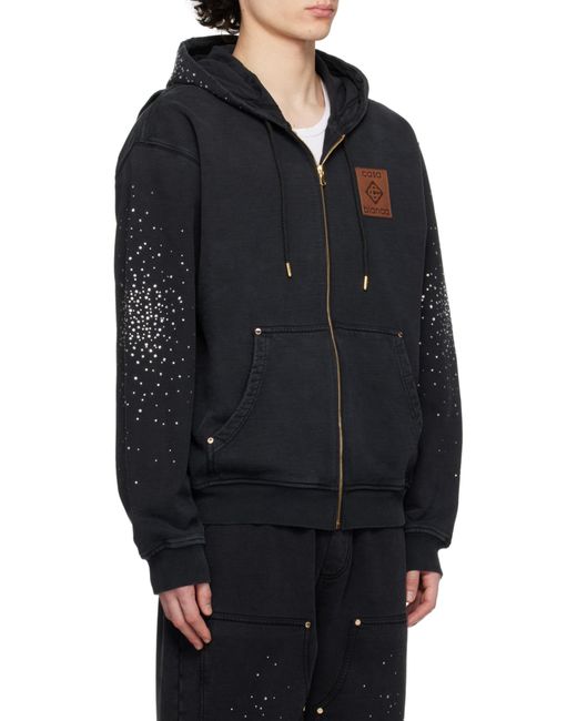 Casablanca Blue La Premonition Hotfix Printed Zipped Hoodie for men