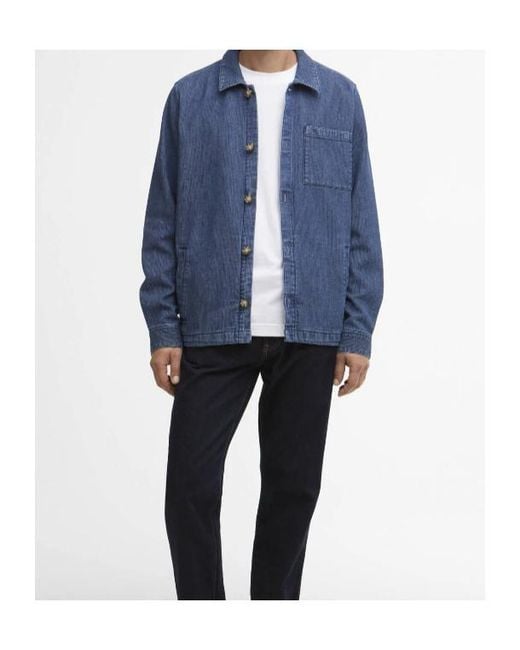 Barbour Blue Aickmen Textured Denim Overshirt for men
