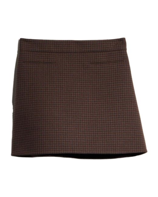 Gucci Brown Gingham Wool Mini Skirt