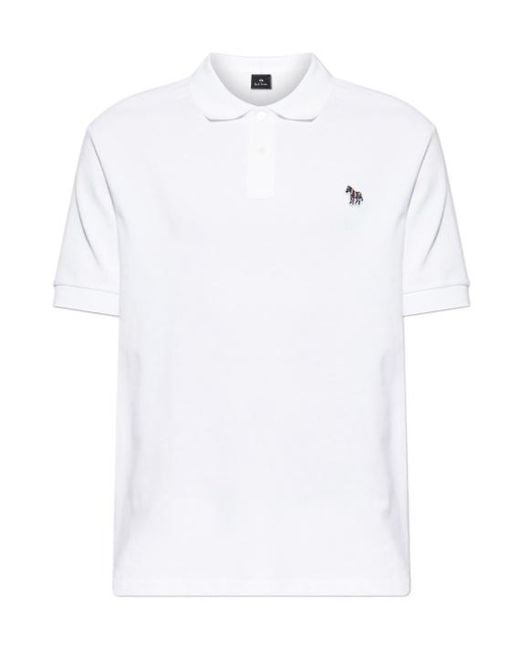Paul Smith White Ps Paul Smith Zebra-Patch Polo Shirt for men