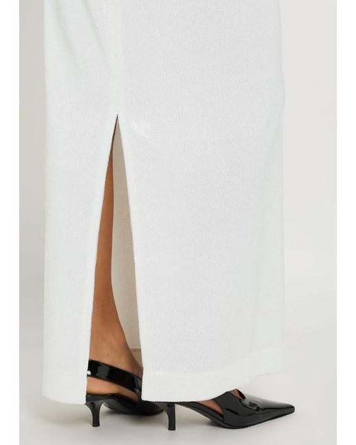 Totême White Sequin Midi Skirt