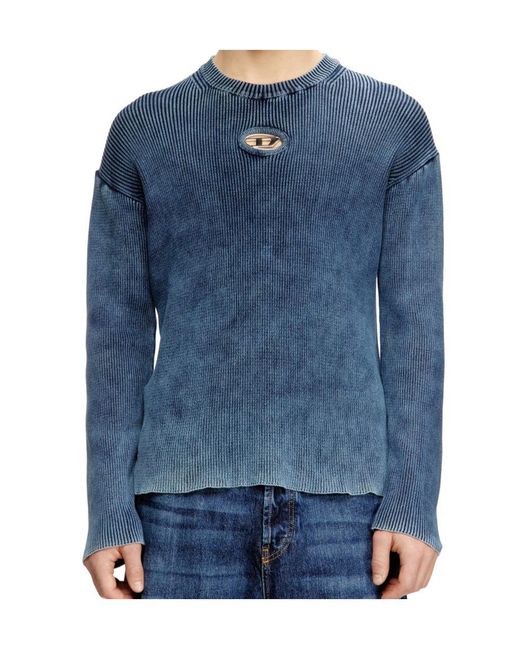DIESEL Blue K-Darren-D Ribbed Cut-Out Sweater for men