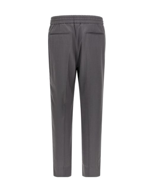 Brioni Gray Drawstring Casual Pants for men