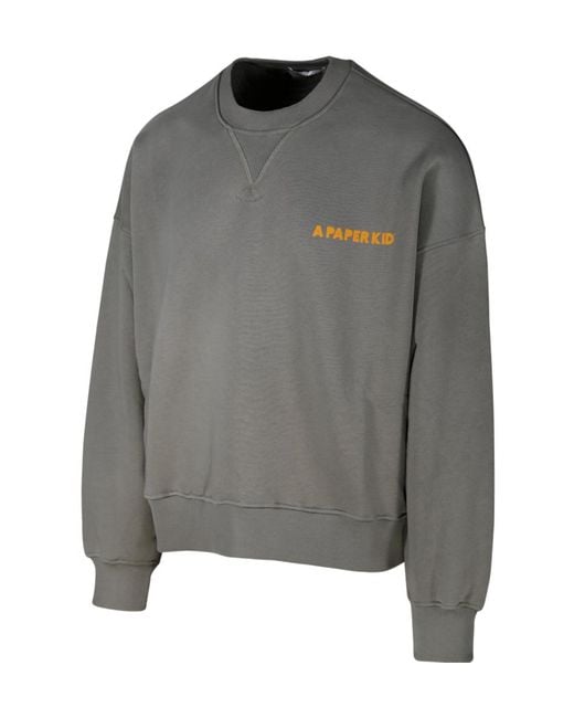 A PAPER KID Gray Logo-Print Cotton Sweatshirt for men