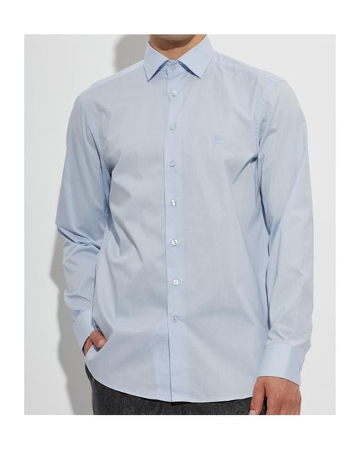 Etro Blue Collared Long-Sleeved Shirt for men