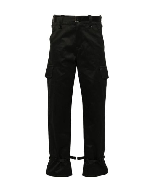 Sacai Black Straight-Leg Belted Cargo Trousers