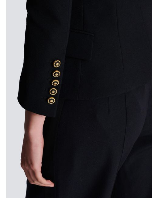 Balmain Black Grain De Poudre 1-Button Jacket