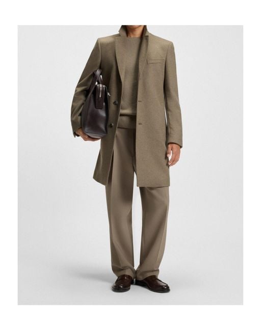 Boss Brown Boss Button-Up Slim-Fit Coat for men