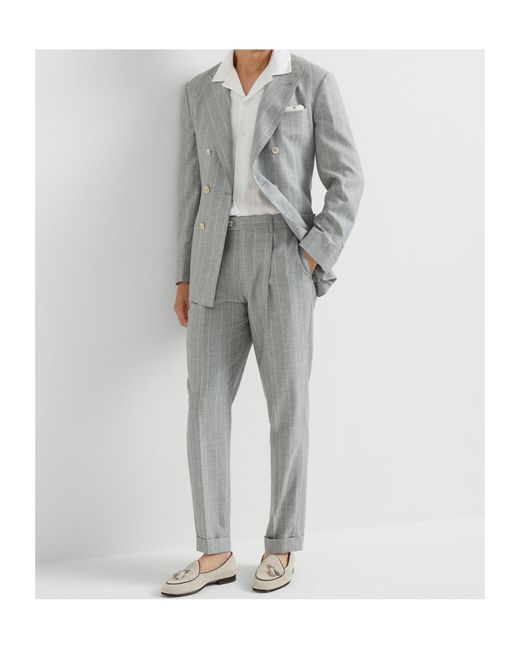 Brunello Cucinelli Gray Double-Breasted Blazer for men
