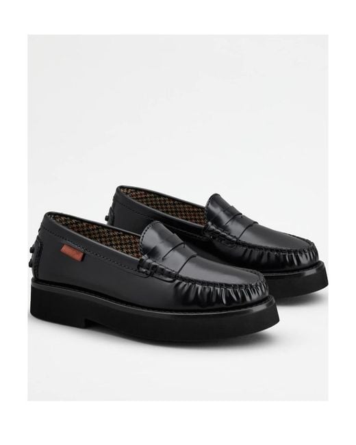Tod's Black Penny-Slot Round Toe Loafers