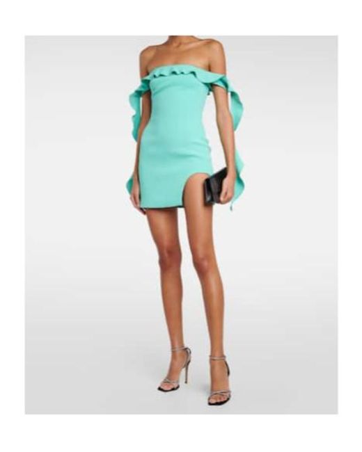 David Koma Blue Ruffled Minidress