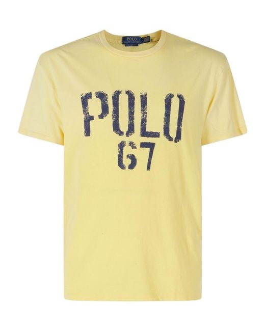 Polo Ralph Lauren Yellow Logo Printed Crewneck T-Shirt for men