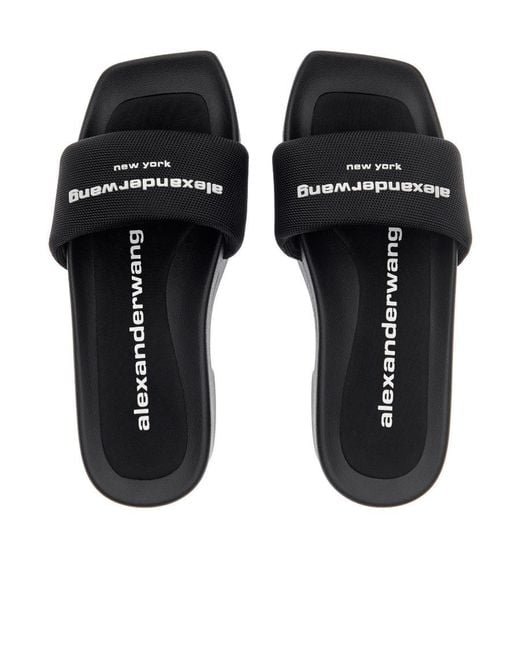 Alexander Wang Black Logo Printed Strap Heel Sandals