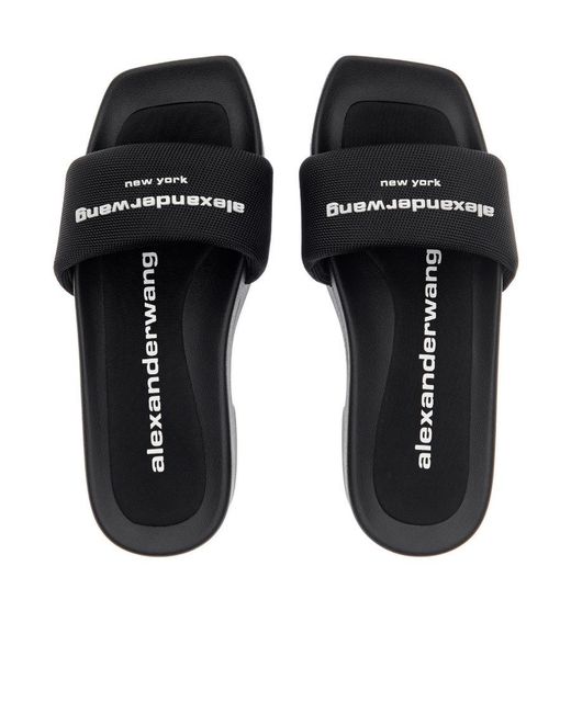 Alexander Wang Black Logo Printed Strap Heel Sandals
