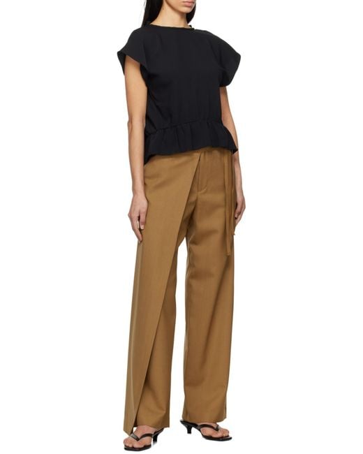MM6 by Maison Margiela Natural Tie-Fastened Flared Trousers