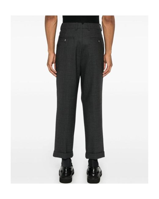 AMI Gray Pleated Tapered-Leg Trousers for men