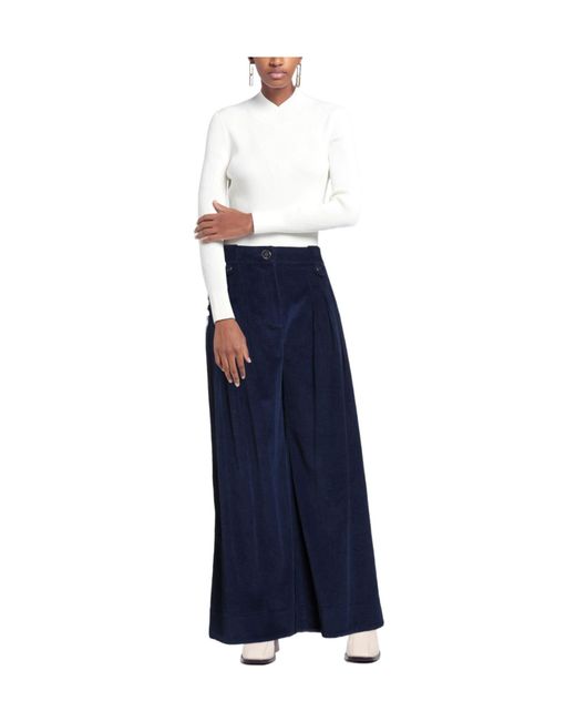 Farm Rio Blue Plain Colour Wide-Leg Trousers