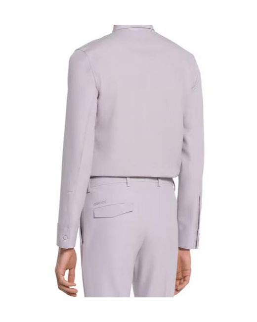 Gucci Purple Gabardine Collared Long-Sleeve Shirt for men