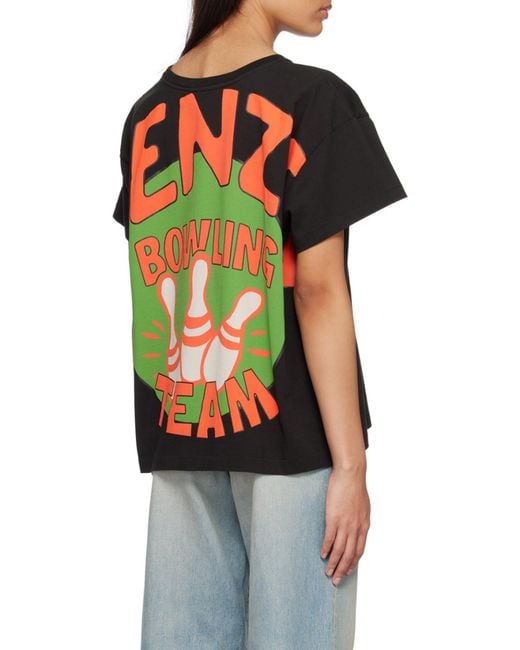 KENZO Black Graphic Printed Crewneck T-Shirt