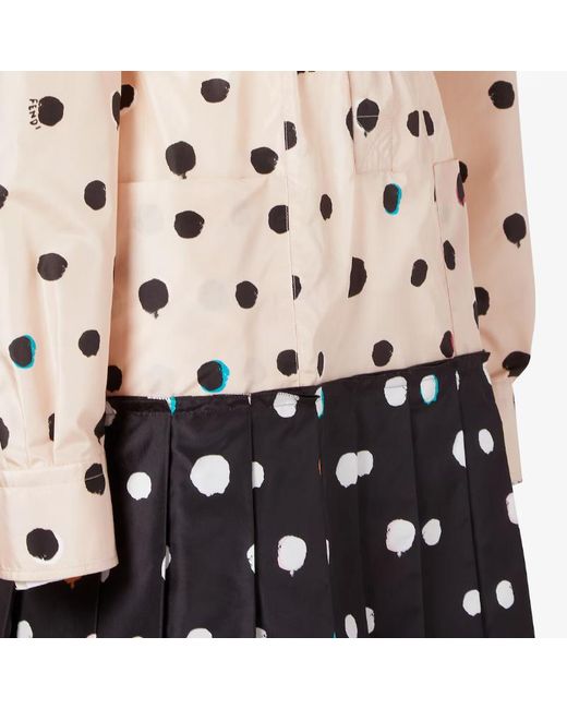 Fendi White Falena Dots Printed Beted Midi Shirt Dress
