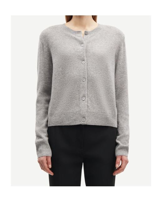 Samsøe & Samsøe Gray Long-Sleeved Knitted Cardigan