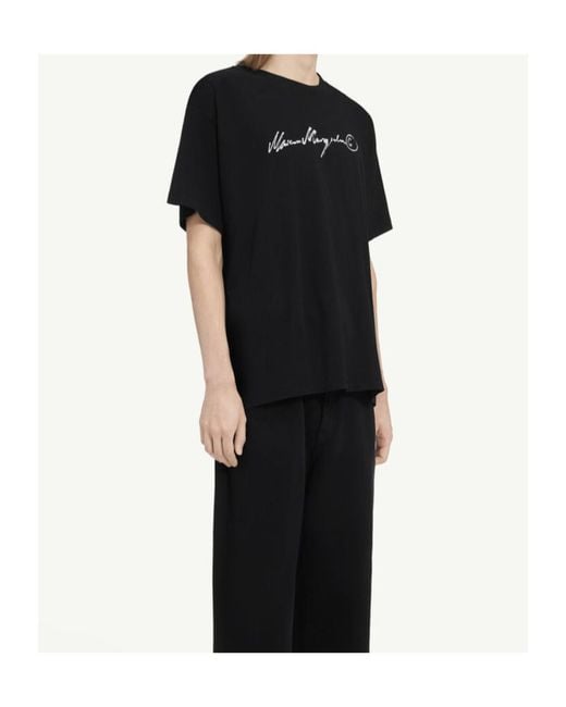 MM6 by Maison Margiela Black Short Sleeve Crewneck T-Shirt for men
