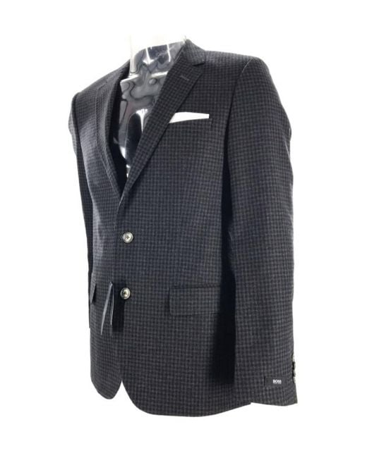 Boss Black Plaid Front Pocket Suit Coat for men