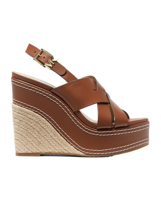 MICHAEL Michael Kors Nora Wedge Sandals in Brown | Lyst
