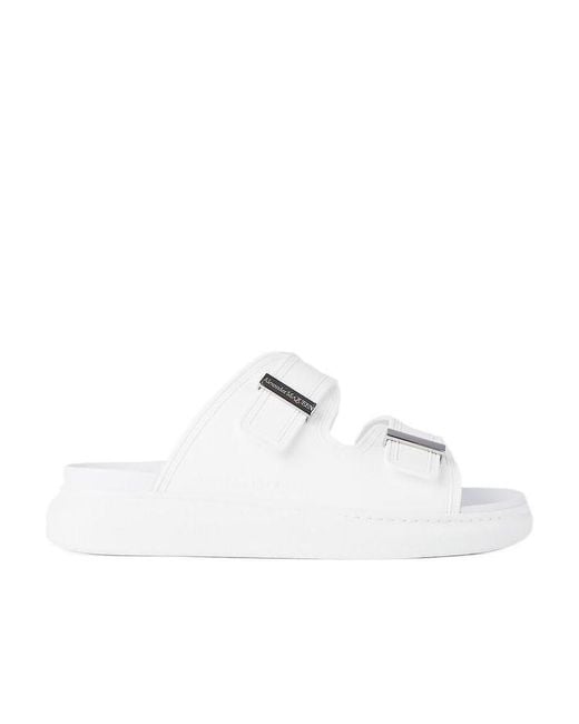 McQueen White Logo-Buckle Detail Sandals for men