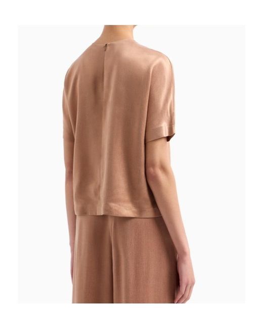 Giorgio Armani Natural Cupro And Viscose Crew-Neck Blouse