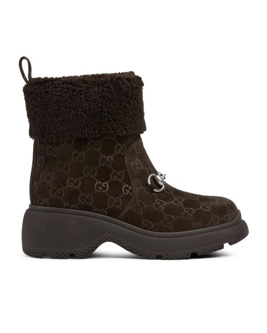 Gucci Brown Lace-Up Ankle Boots