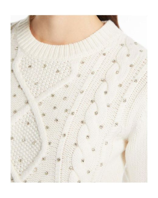 Max Mara White Embellished Crewneck Jumper